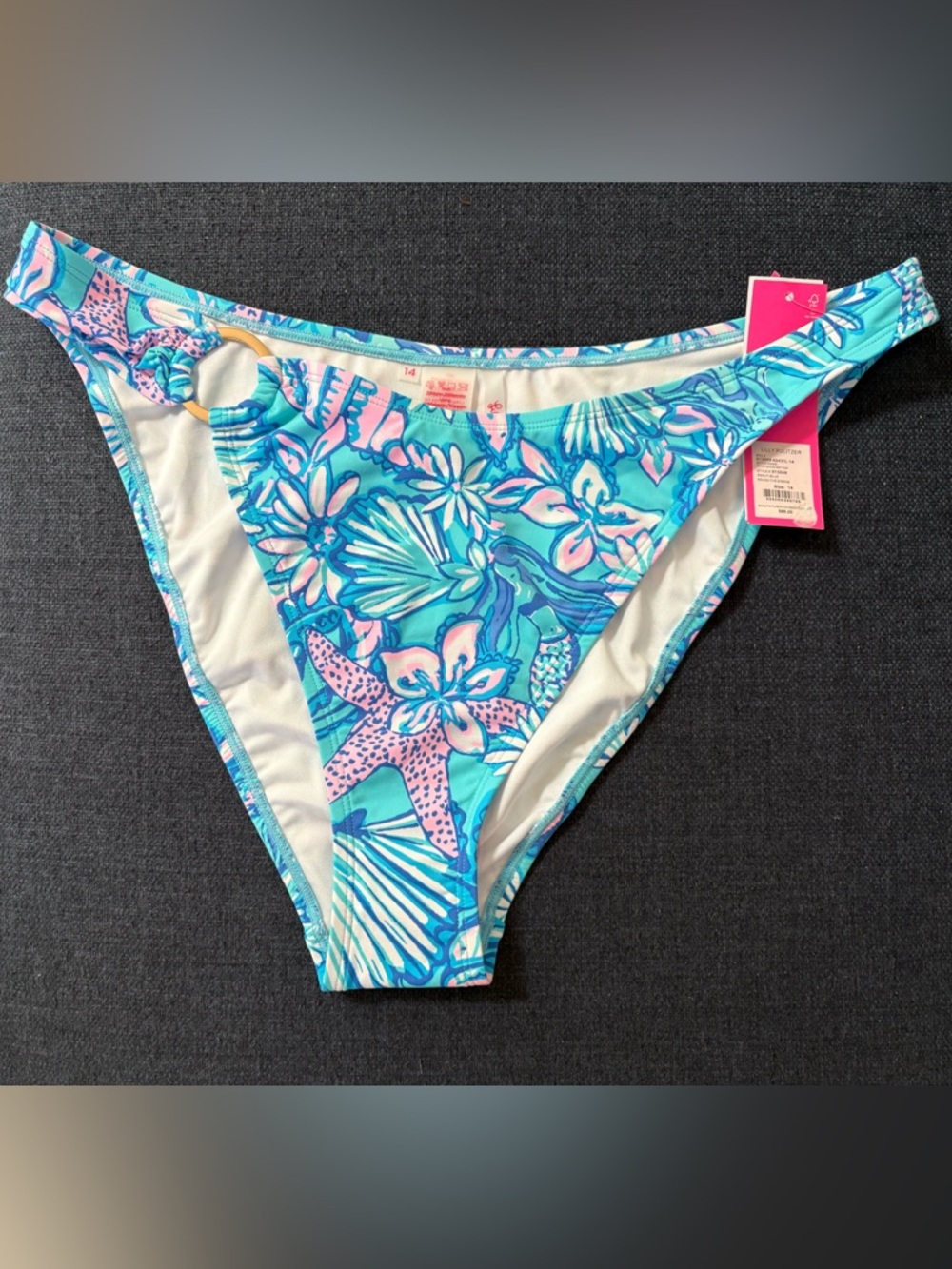 NWT Lilly Pulitzer Kylen bikini bottom Amalfi Blue Sound the Sirens 14